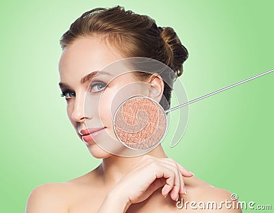 Beautiful young woman face with dry skin sample Stock Photo