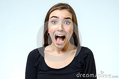 Beautiful young woman with a fear expression Stock Photo