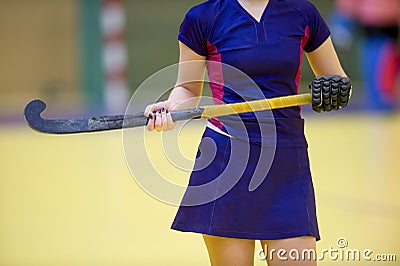 A beautiful young woman field hockey player Stock Photo