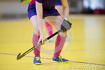 A beautiful young woman field hockey player Stock Photo