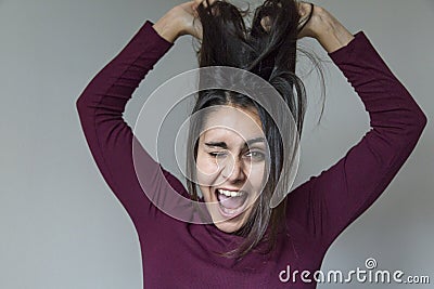 Beautiful young woman having fun at home. Lifestyles Stock Photo