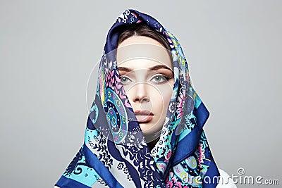 Beautiful young woman in hijab. beauty girl in hood Stock Photo