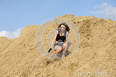 beautiful young woman jumping Stock Photo