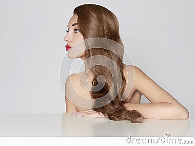 Beautiful young woman with long hair Stock Photo