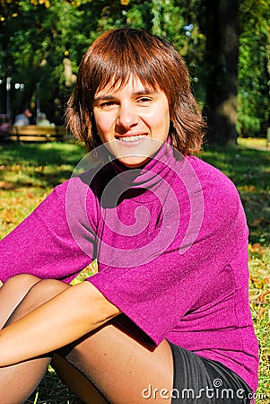 Beautiful young woman outdoors Stock Photo