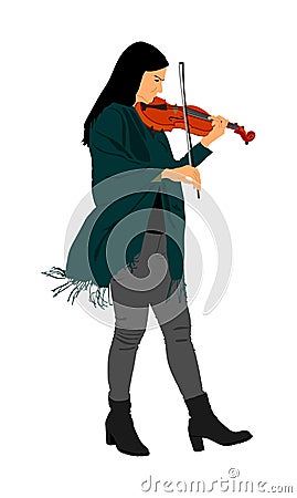 Beautiful young woman playing violin , isolated on white background. Violin artist performer. Stock Photo