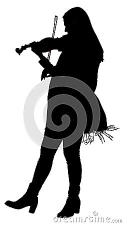 Girl playing violin vector silhouette. Vector Illustration