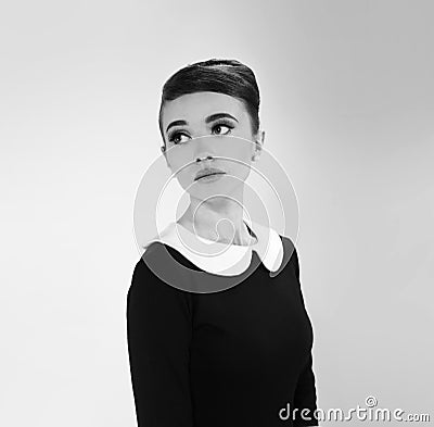 Beautiful young woman in retro style Stock Photo