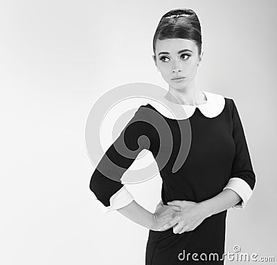 Beautiful young woman in retro style Stock Photo