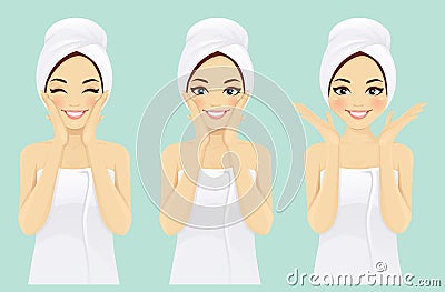 Beautiful young woman in towel Vector Illustration
