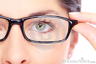Beautiful young woman wearing glasses portrait. Stock Photo