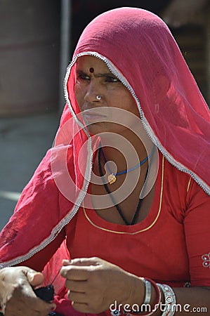Beautiful young woman wearing Rajasthani traditional Editorial Stock Photo