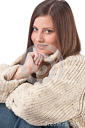 Beautiful young woman wearing turtleneck Stock Photo
