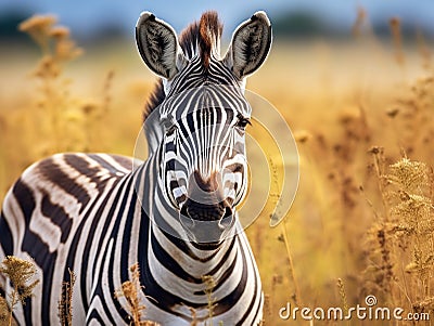 A beautiful zebra in the vast savannah grassland of Ol Pejeta Conservancy Cartoon Illustration