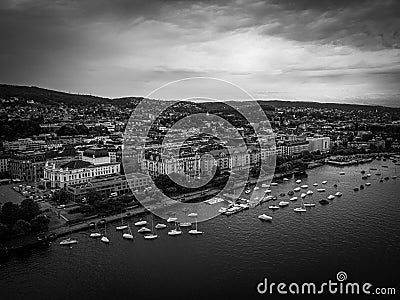 Beautiful Zurich lake in Switzerland from above Stock Photo