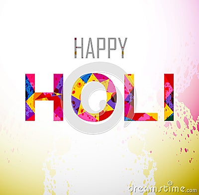 Beautifuli Holi text colorful festival background Stock Photo