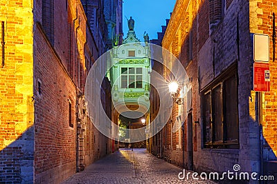 Beautifull Arch, Burg Square entrance, Bruges, Belgium. Stock Photo