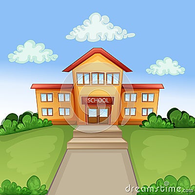 Beautifull ilustration with school building Stock Photo