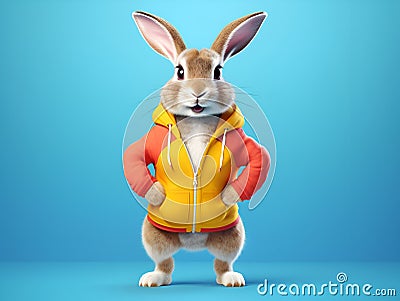 beautifull rabbit with clothes of gym and fitness workout Stock Photo