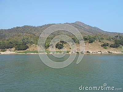 Beautifull scenery with hill and water Stock Photo
