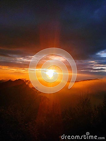 Beautifull sunrise at bromo indonesia Stock Photo