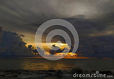 Beautifull sunset with the clouds as a border Stock Photo