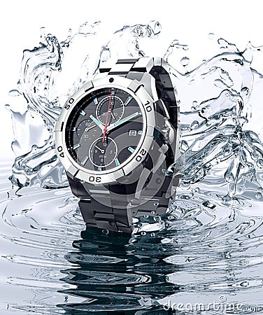 Beautifull watch standing on water Stock Photo