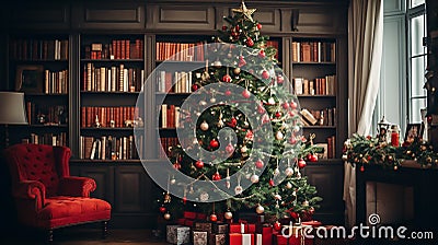 A beautifully adorned Christmas tree Stock Photo