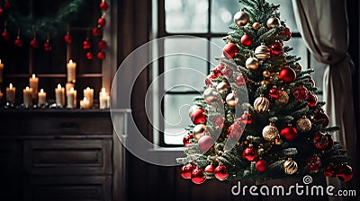 A beautifully adorned Christmas tree Stock Photo