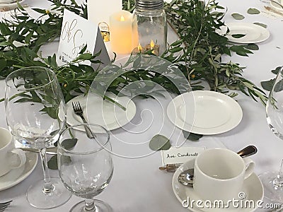 The Wedding Dinner Table In The Foyer Stock Photo