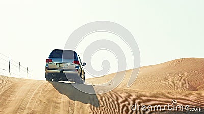 Beautifully Captured Cinematic Shot Of Jeep On Desert Safari, Dubai. Editorial Stock Photo