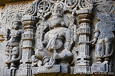 Beautifully carved idol of God, Vitthal Temple, Kolhapur, Maharashtra. Stock Photo