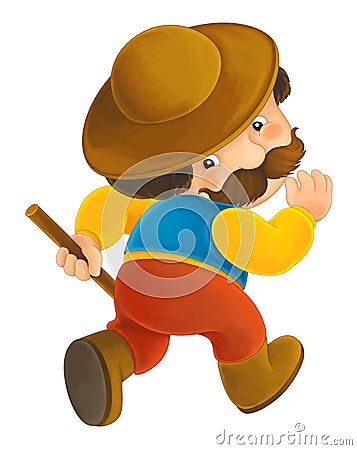 Beautifully colored cartoon character young man - isolated Cartoon Illustration