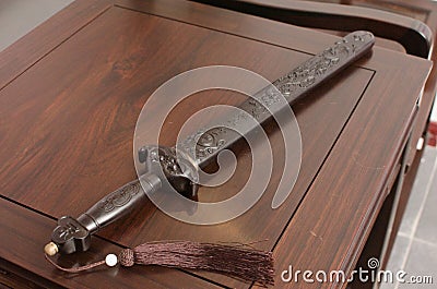 Beautifully crafted handicrafts sword Stock Photo