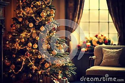 Beautifully decorated Christmas tree Stock Photo