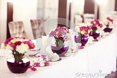 Beautifully decorated wedding table Stock Photo