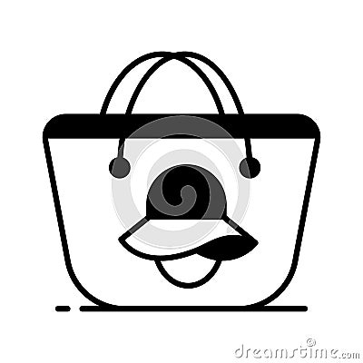 beautifully designed icon of beach bag shows a bag or tote used for carrying essentials to the beach such as sunscreen, Vector Illustration