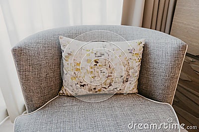 Beautifully Elegant Chair with Stylish Patterned Cushion Stock Photo