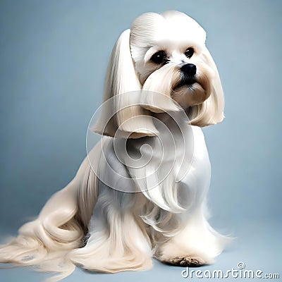 Beautifully groomed maltese shitzu - ai generated image Stock Photo