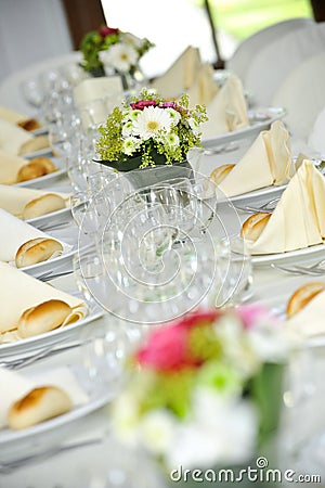 Beautifully laid wedding table Stock Photo