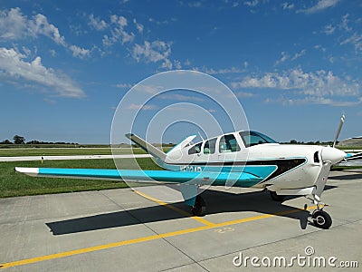 Beautifully restored classic Beechcraft Bonanza F35. Editorial Stock Photo