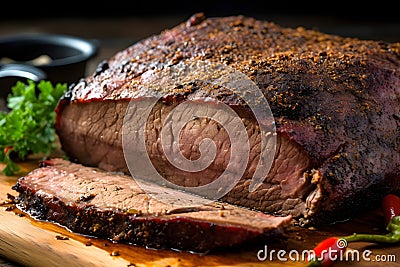 Beautifully roasted joint of meat that appears perfectly cooked, juicy, and browned. Stock Photo