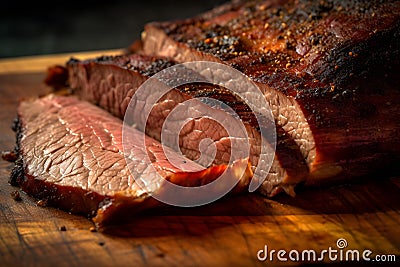 Beautifully roasted joint of meat that appears perfectly cooked, juicy, and browned. Stock Photo