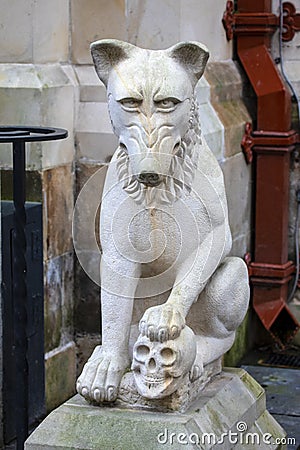 Wolf Guarding the Entrance to Inverness Town House in Scotland Editorial Stock Photo