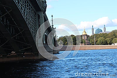 Water and bridge . Saints Petersburg .Russia Editorial Stock Photo