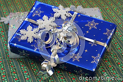 Beautifully wrapped Christmas gifts. Stock Photo