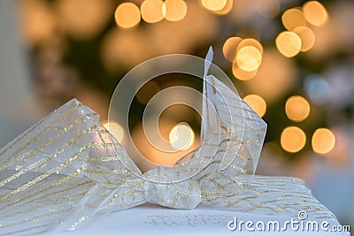 Beautifully wrapped Christmas Holiday presents with linen and go Stock Photo