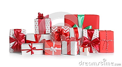 Beautifully wrapped gift boxes Stock Photo