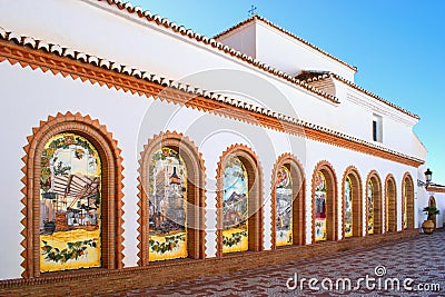 Beautifuly decorated wall of church in Competa village, typical spanish colonial architecture, Andalusia, Spain Stock Photo