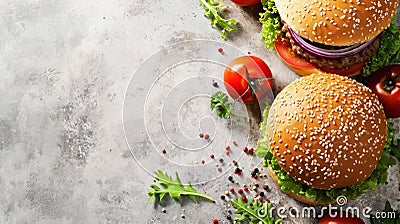 beautuful burger background with copy space Stock Photo